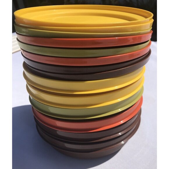 Vtg MCM 70s Tupperware Harvest Colors Seal N Serve Bowls 1207 Lids 1206 Set 6 + - Picture 1 of 13